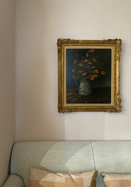 Breathtaking Floral Oil Painting in Gilt Frame