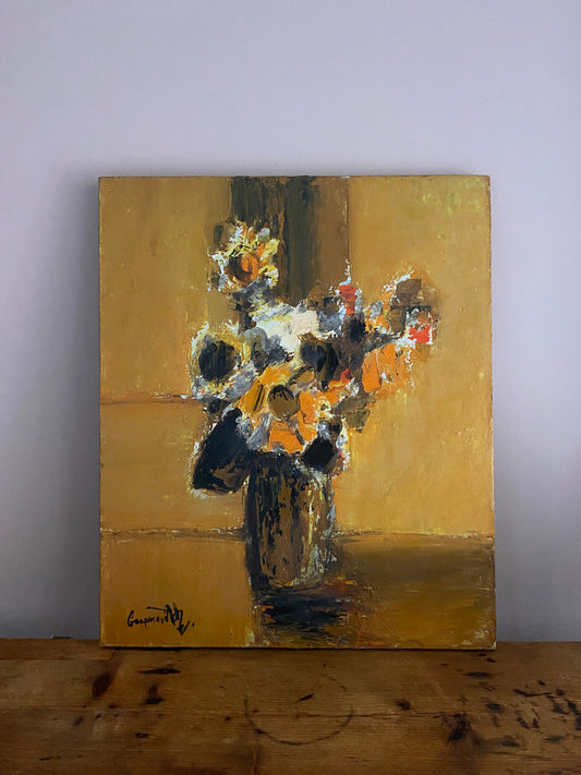 Expressive Floral Oil Painting on Canvas