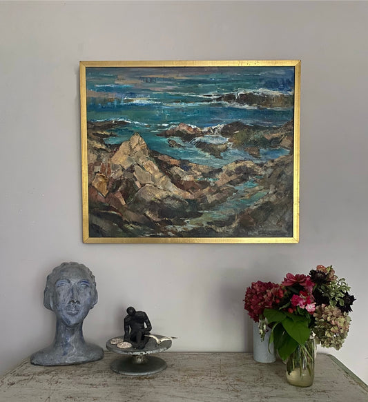 Coastal Rocks Seascape Oil Painting