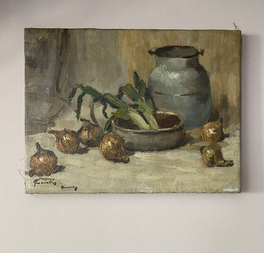 Herman Courtens Leeks and Onions Oil Painting