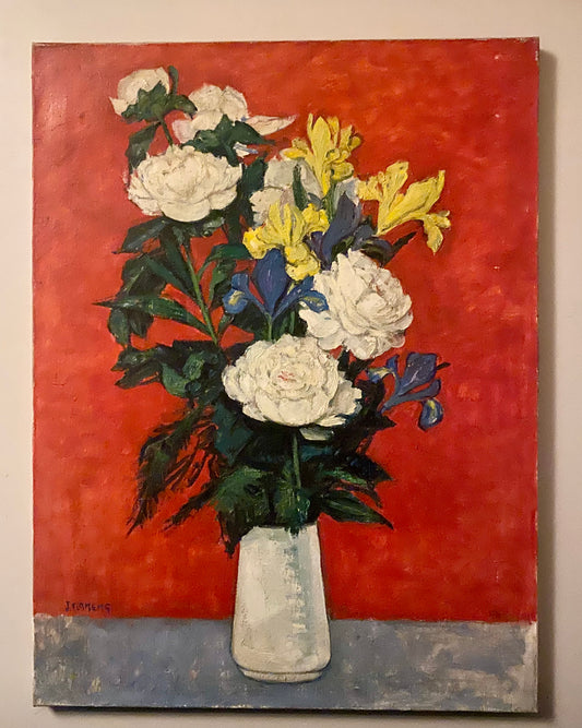 Peonies and Irises Oil Painting on Canvas