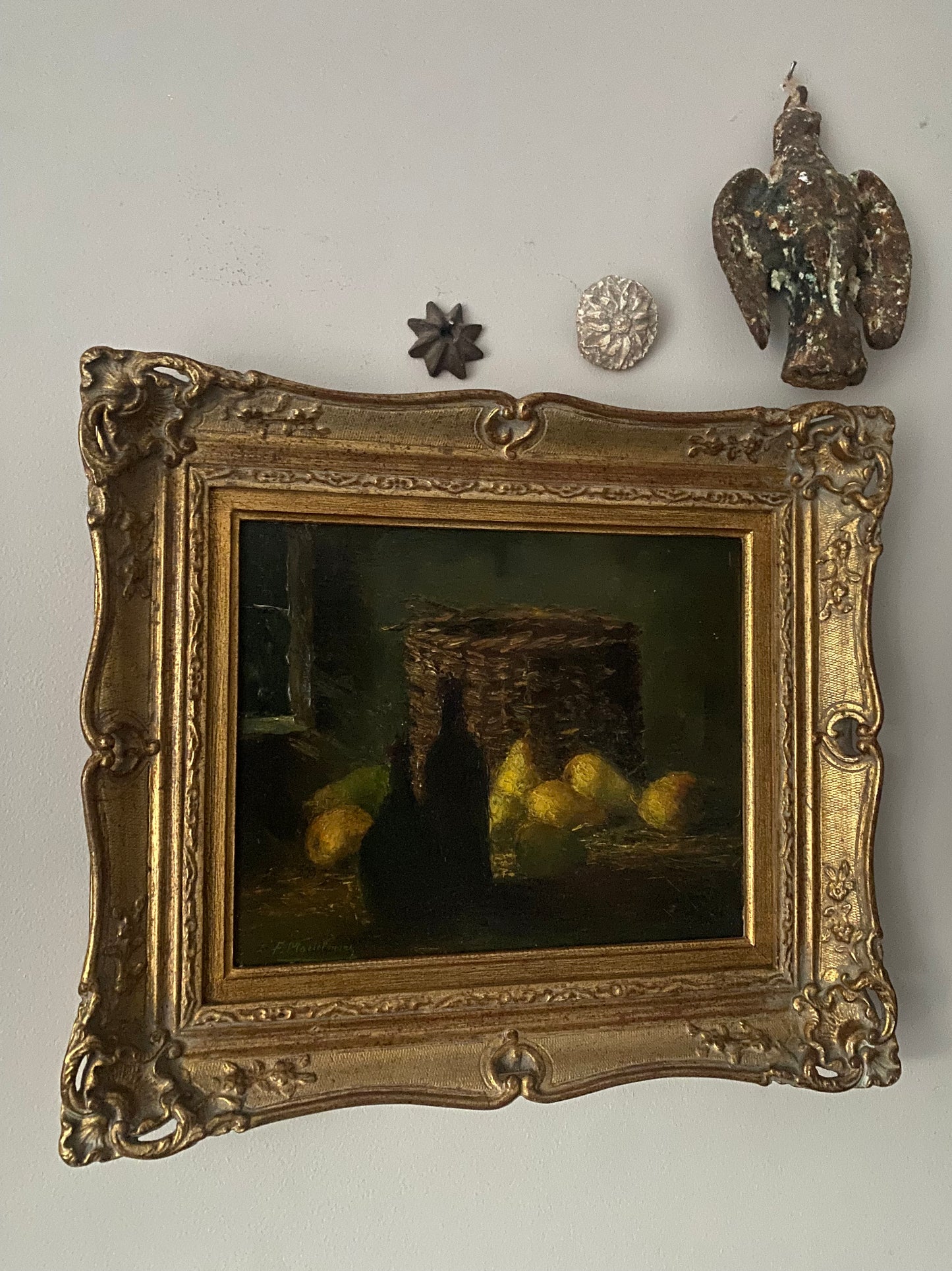 Frans Mortelmans Still Life Pears and the Bottle Basket Oil Painting