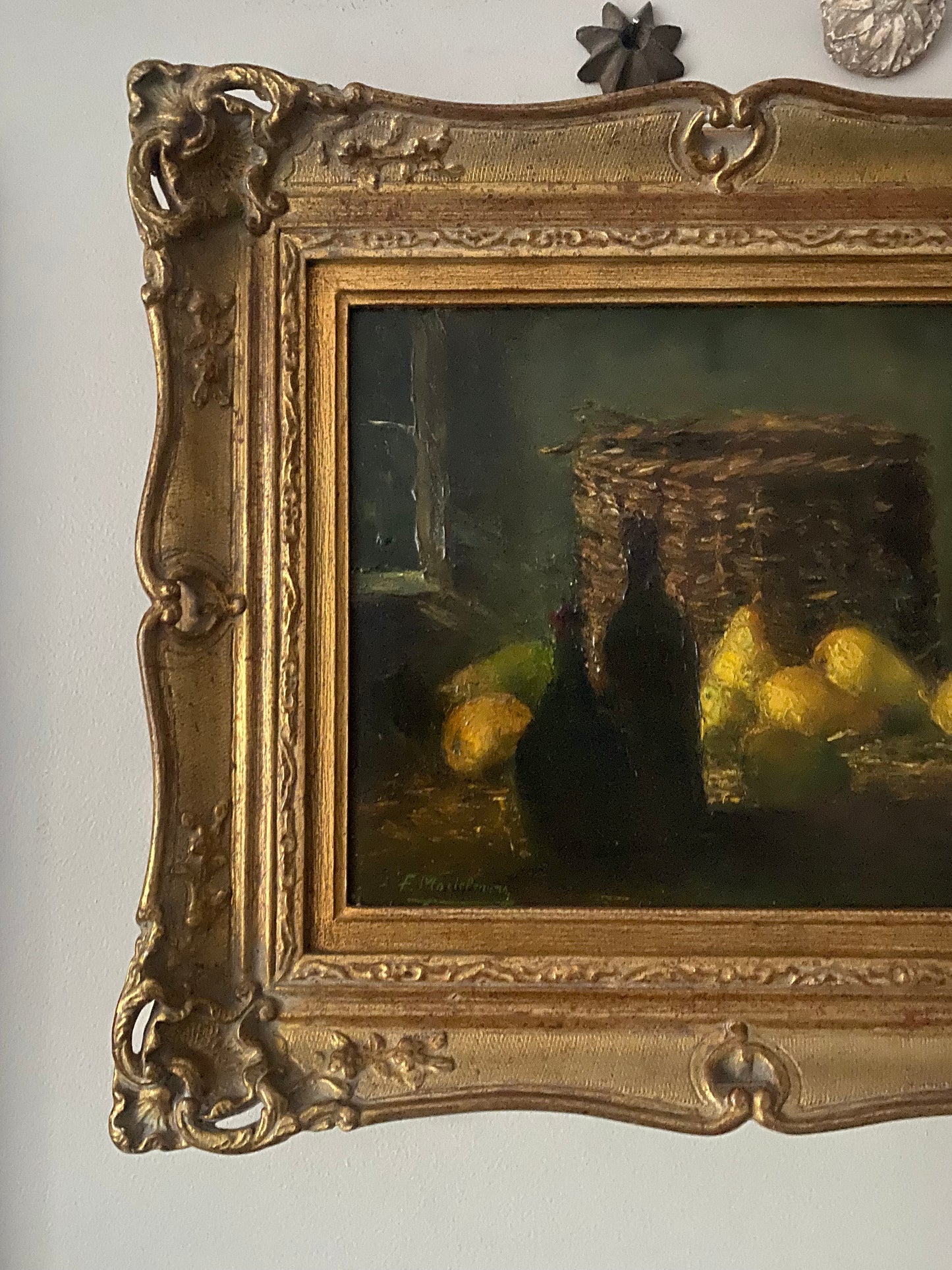 Frans Mortelmans Still Life Pears and the Bottle Basket Oil Painting