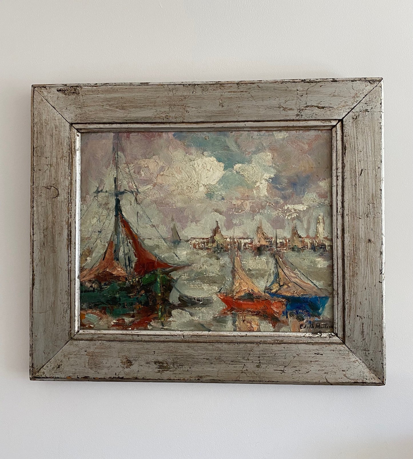 Boats in the Harbour Oil Painting