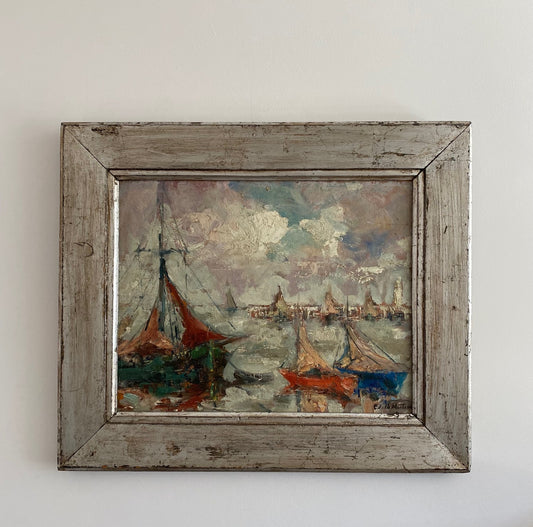 Boats in the Harbour Oil Painting
