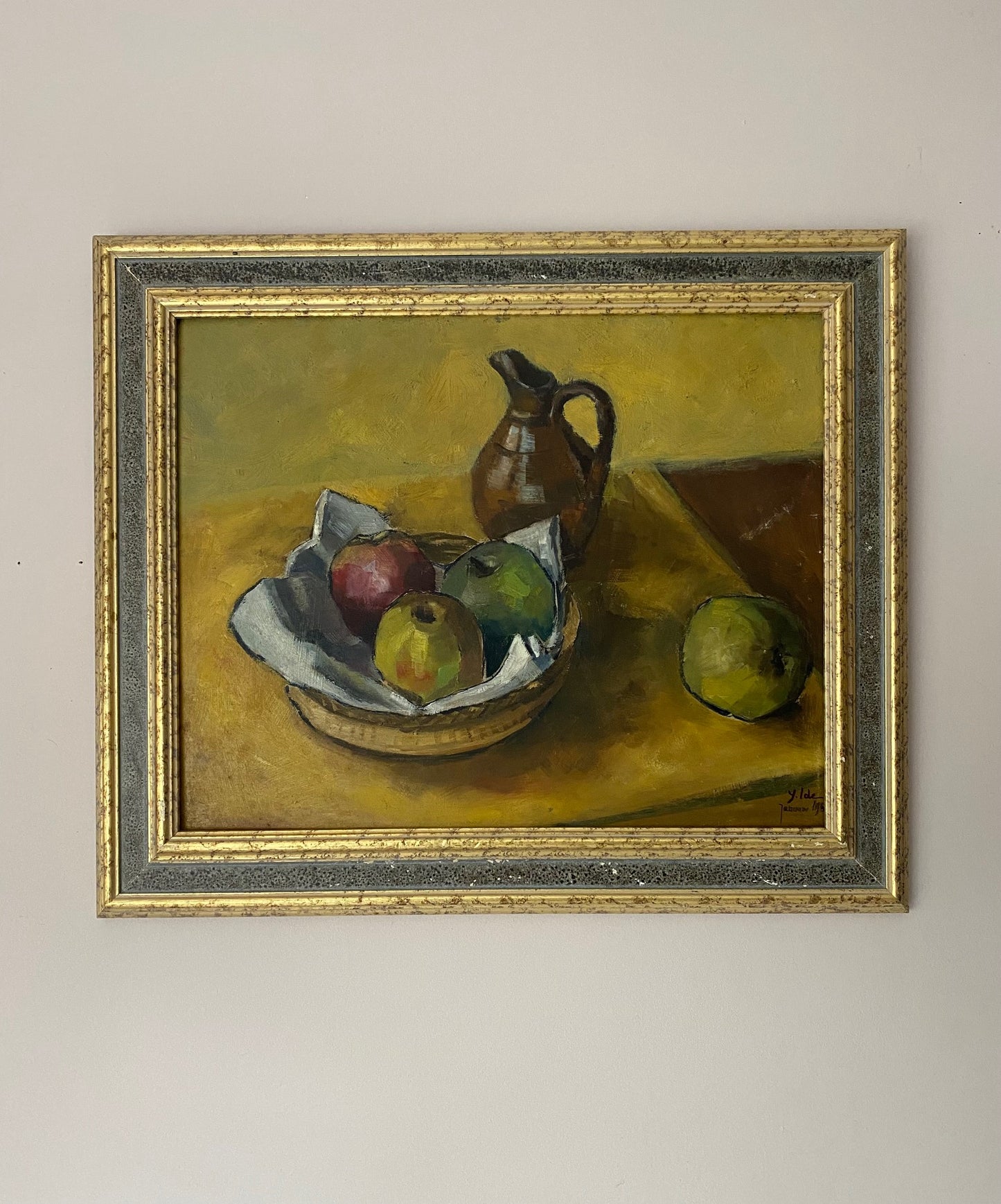 Mid Century Apples and Jug Oil on Board 1954