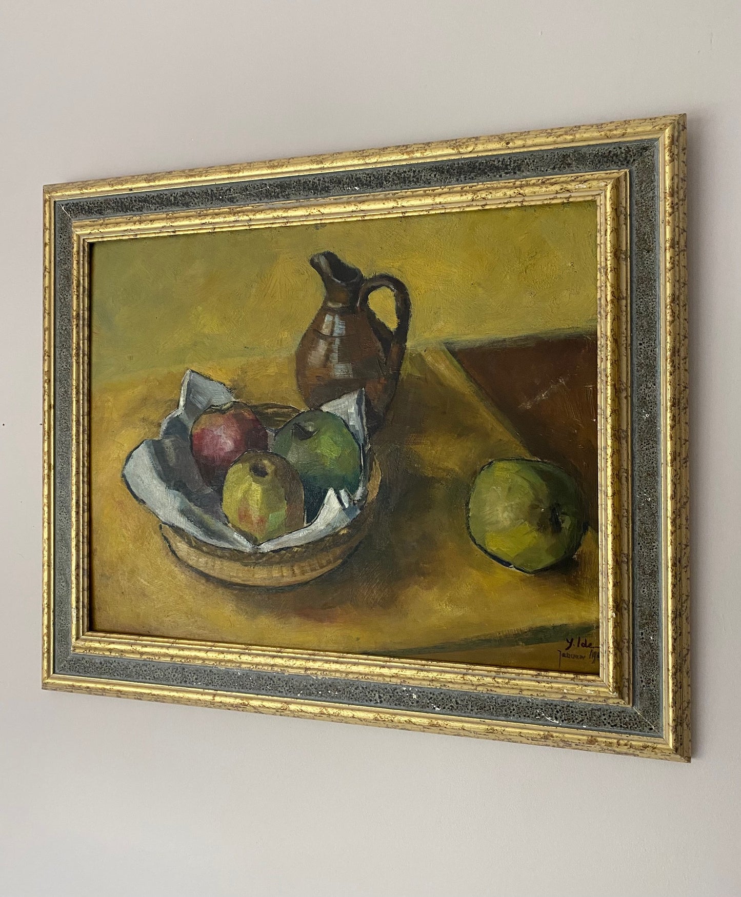 Mid Century Apples and Jug Oil on Board 1954