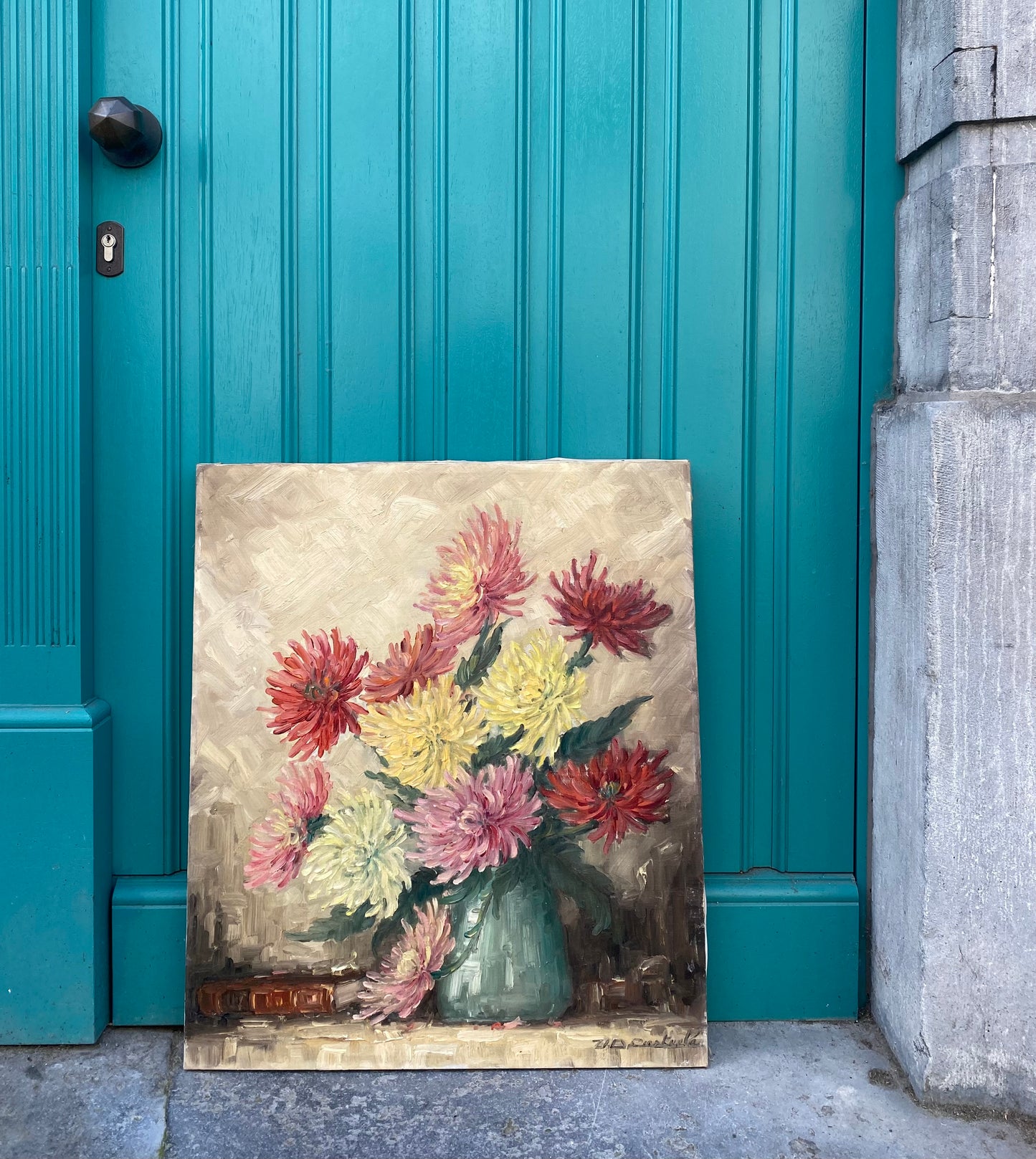 Beautiful Blooms in Vase Oil Painting on Canvas