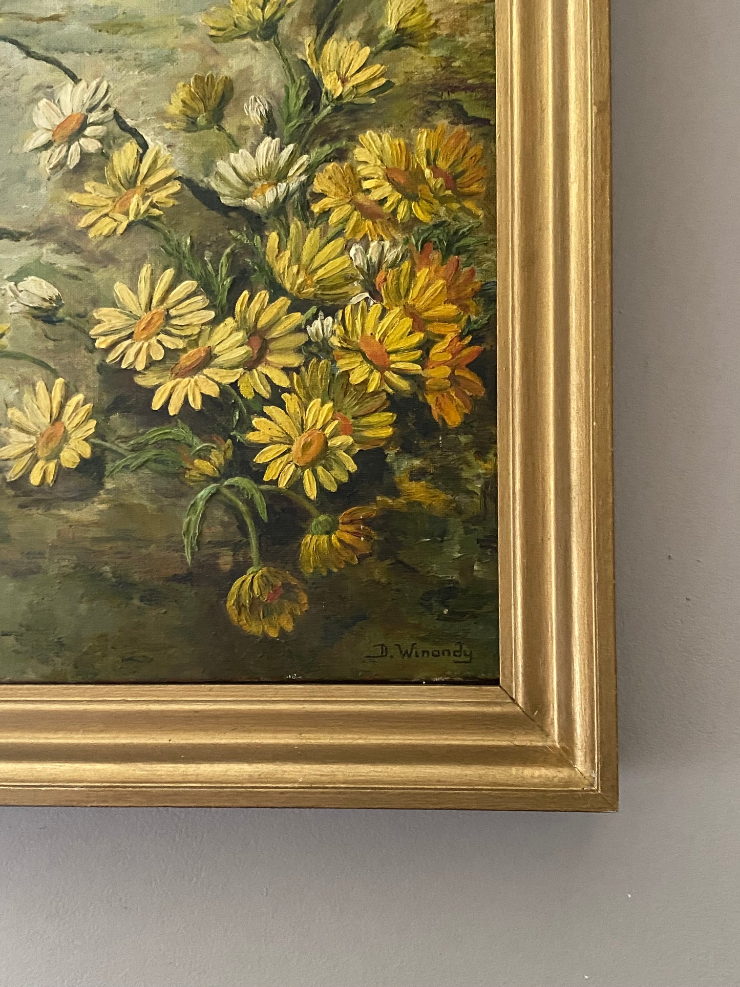 Daisy Love Yellow Floral Oil on Canvas