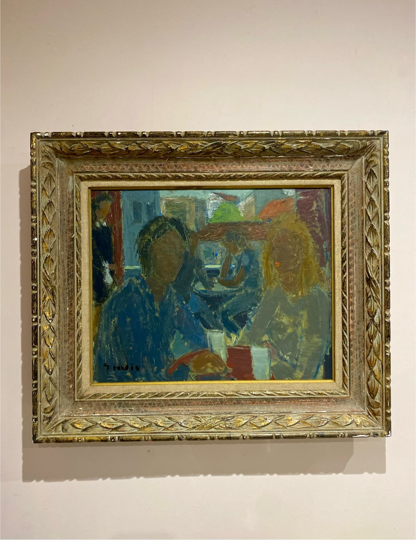 Friends for Coffee Swedish Oil Painting