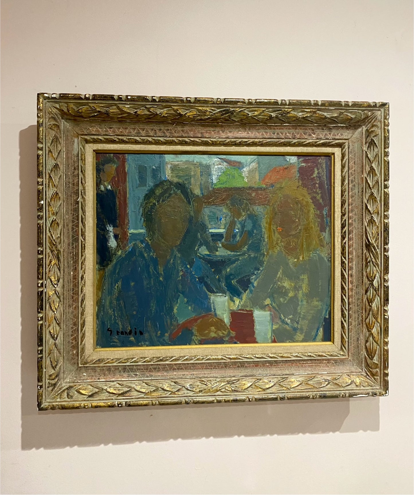 Friends for Coffee Swedish Oil Painting