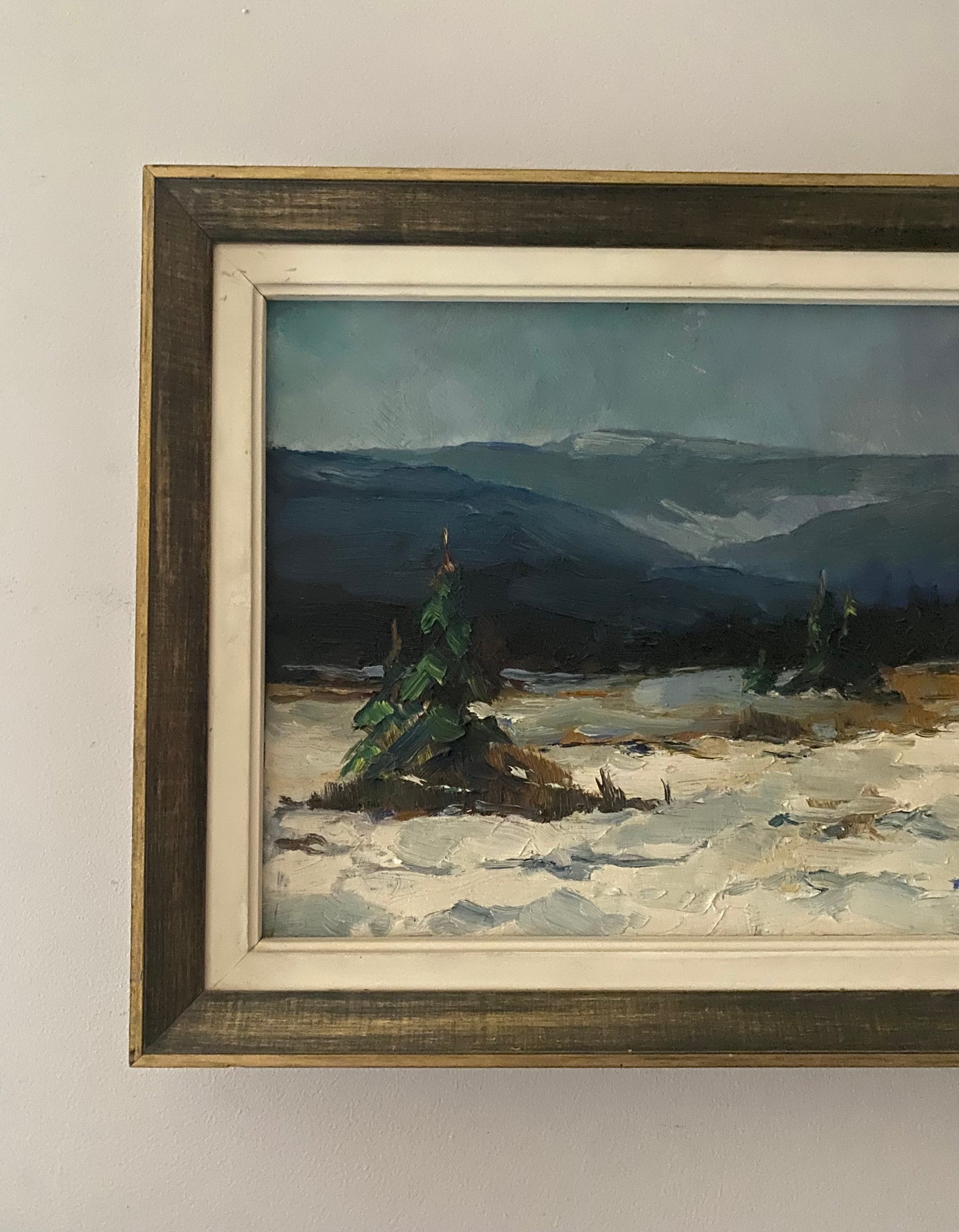 French Christmas Tree Landscape Oil Painting