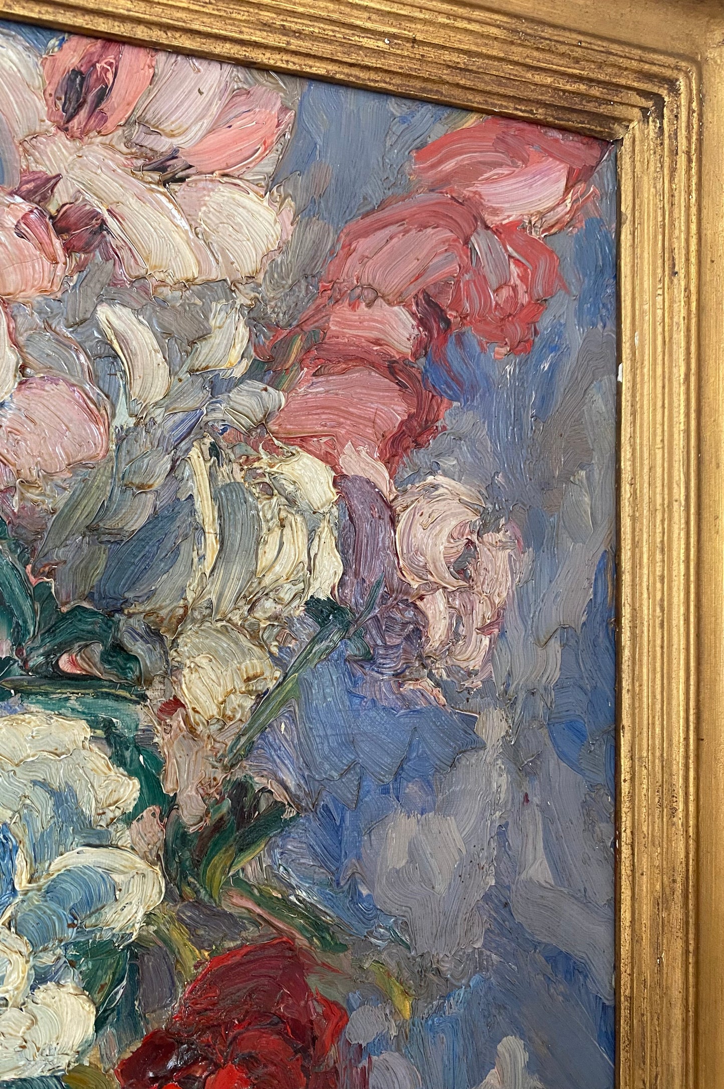 Impressionist Roses Oil on Canvas M. Debaills