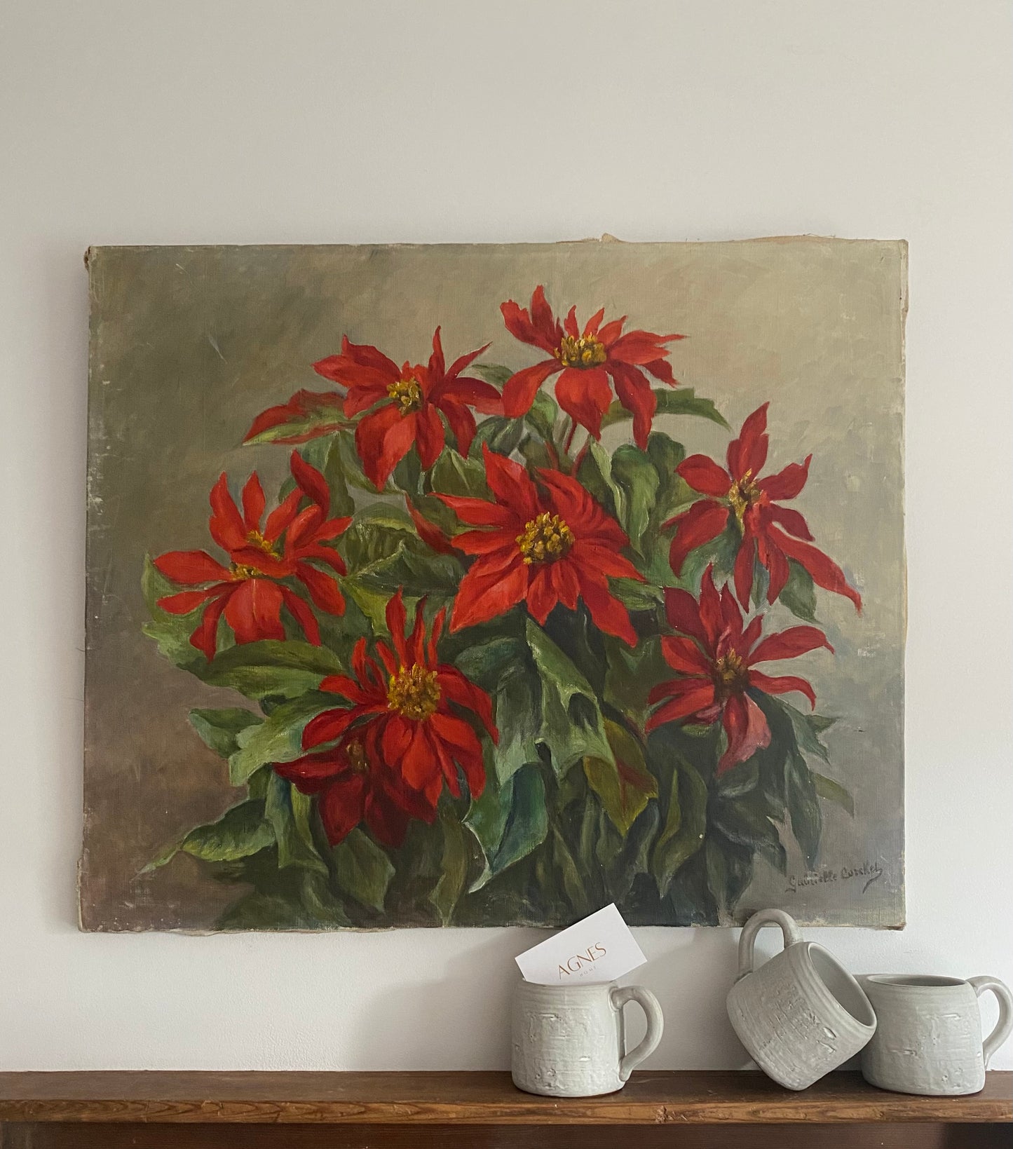 Gabrielle Cozekel Poinsettias Oil Painting on Canvas