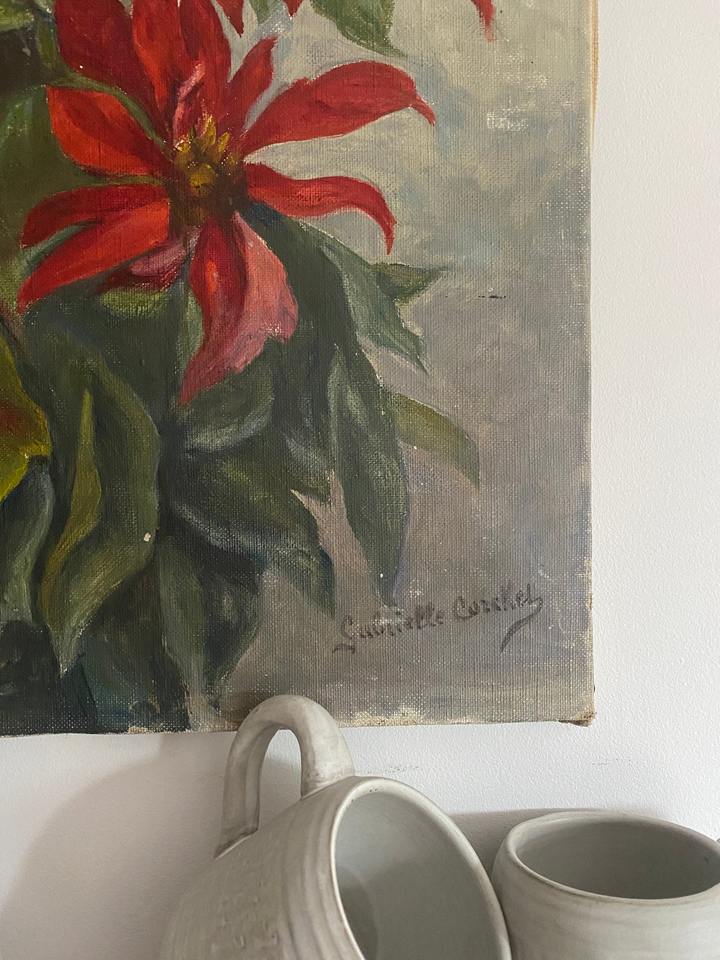 Gabrielle Cozekel Poinsettias Oil Painting on Canvas