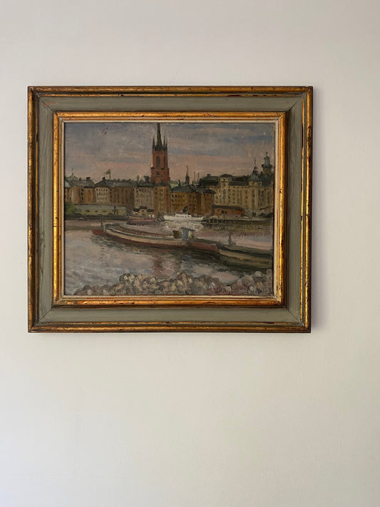 Stockholm from the Water Oil Painting 1945