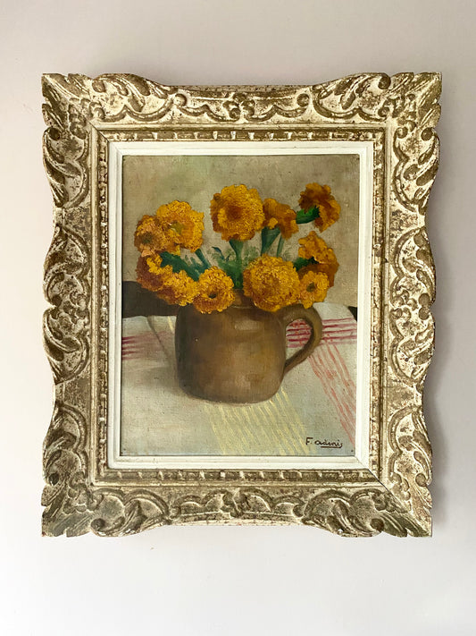 Cheerful Floral Oil Painting on Canvas