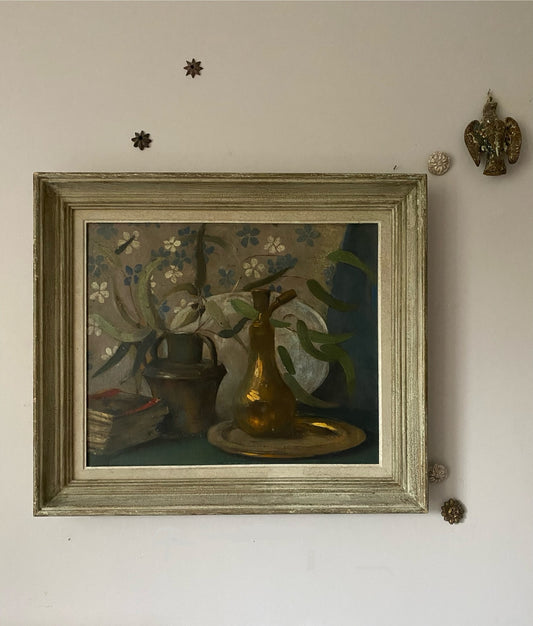 Floral Wallpaper Still Life Oil Painting on Canvas