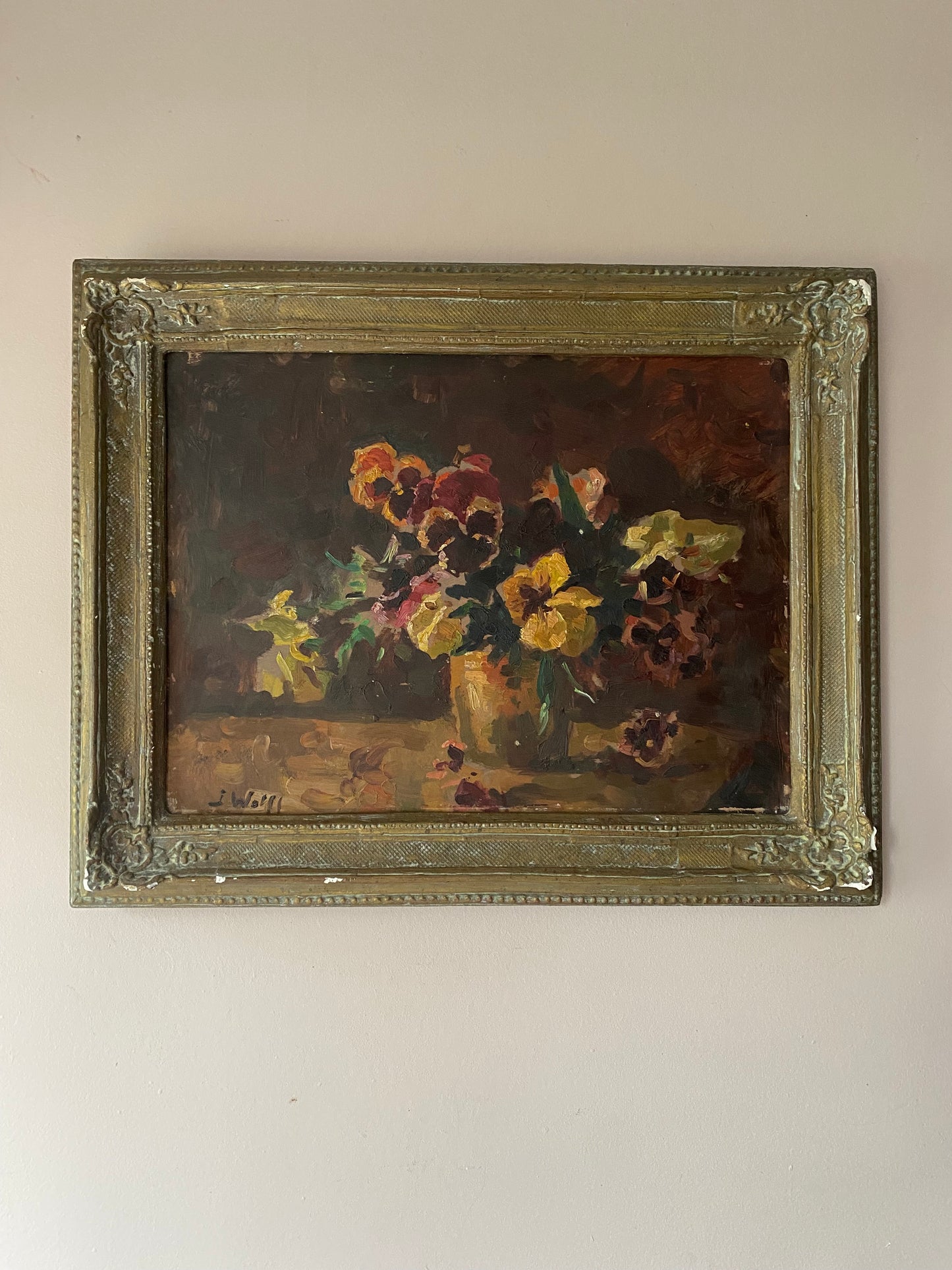 Pansies Floral Oil Painting José Wolff (1885-1964)