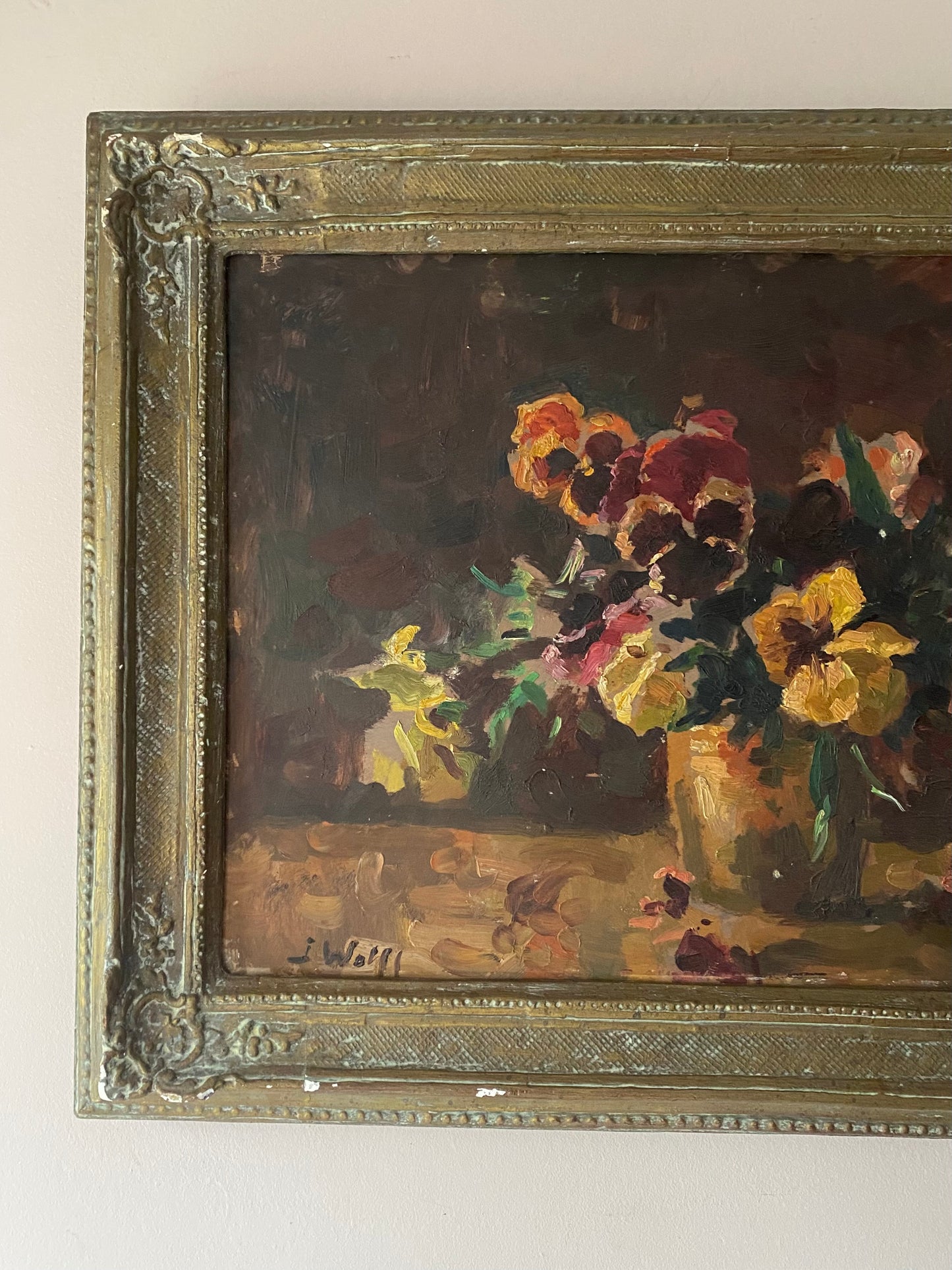 Pansies Floral Oil Painting José Wolff (1885-1964)