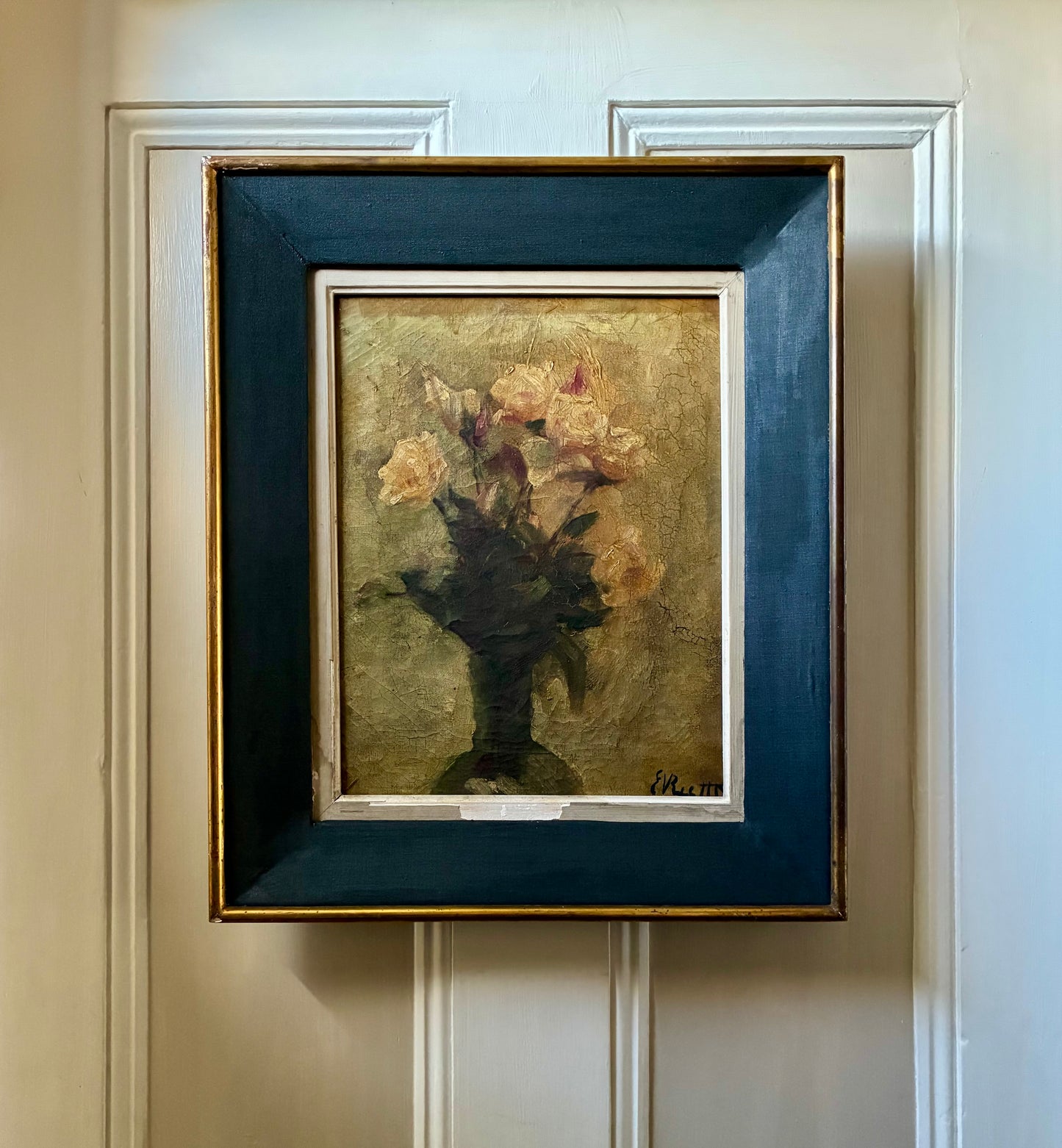 RESERVED - E Recht Roses Floral Painting