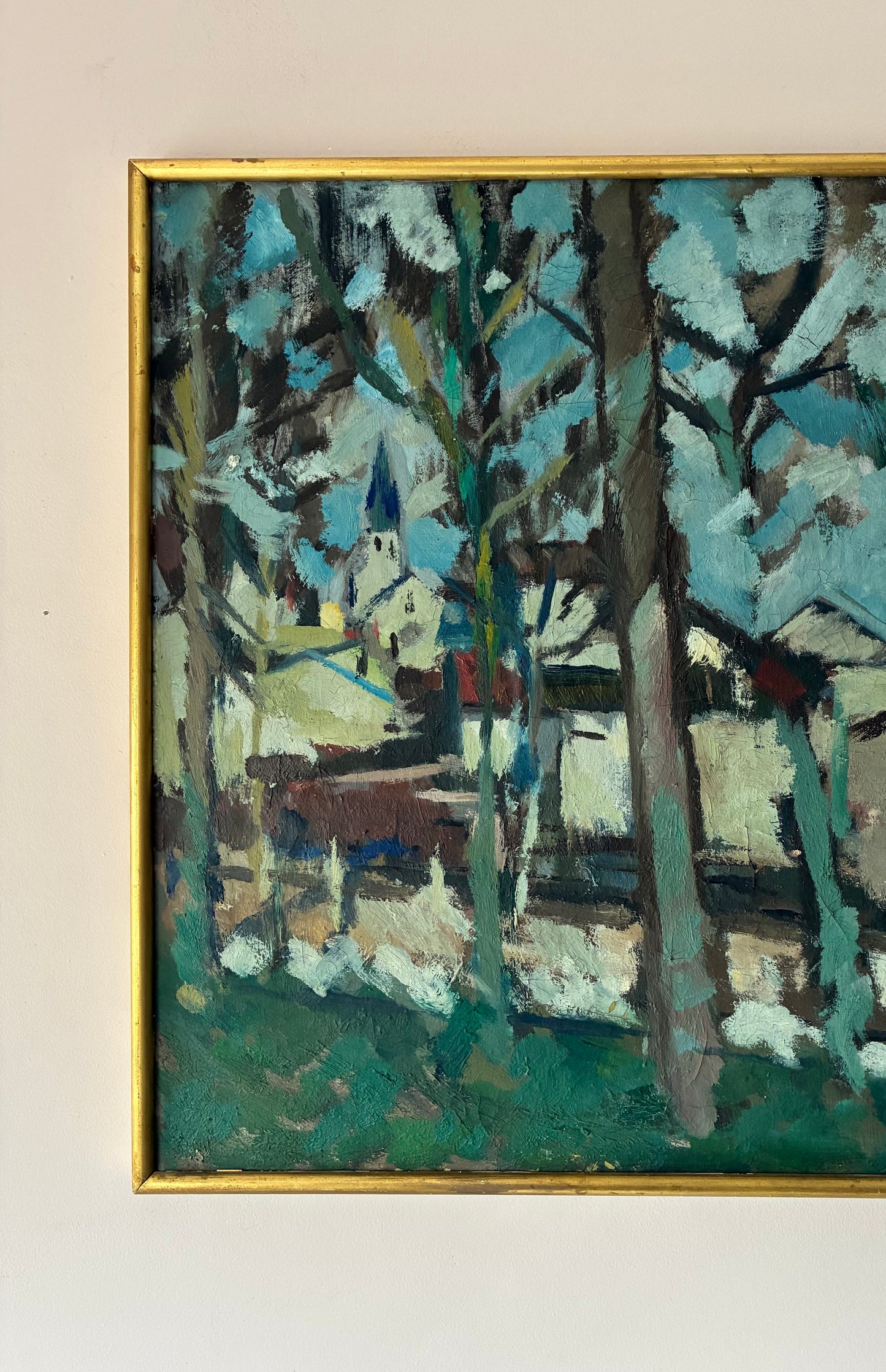 Tree Lined Street Oil Painting
