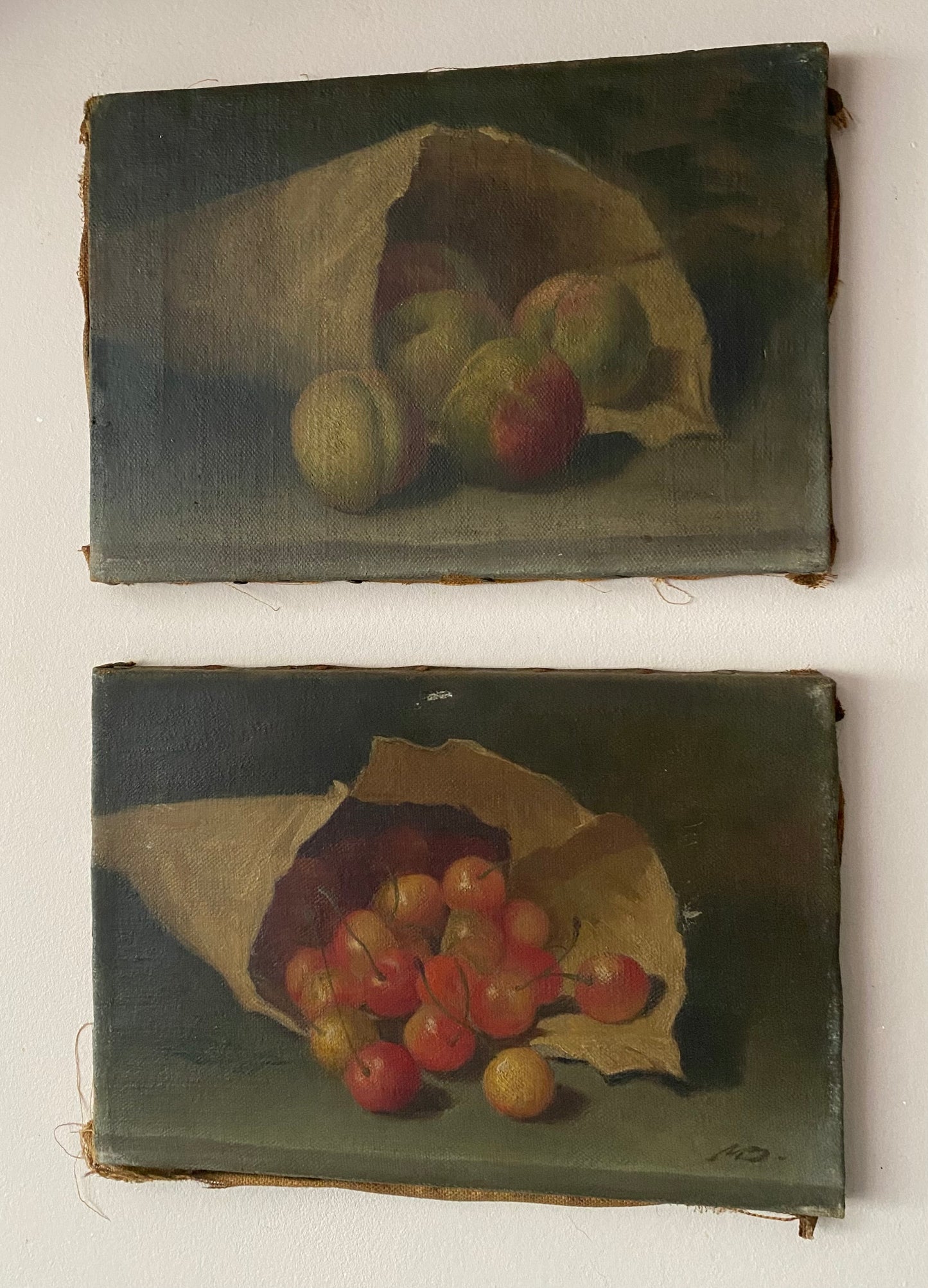 A Pair of French Fruit Oil Paintings on Canvas