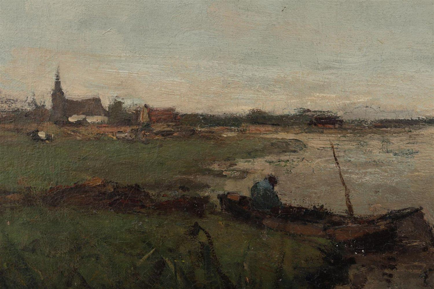 Lodewijk Philippus Stutterheim (1873-1943) Dutch Landscape with Fisherman in Boat