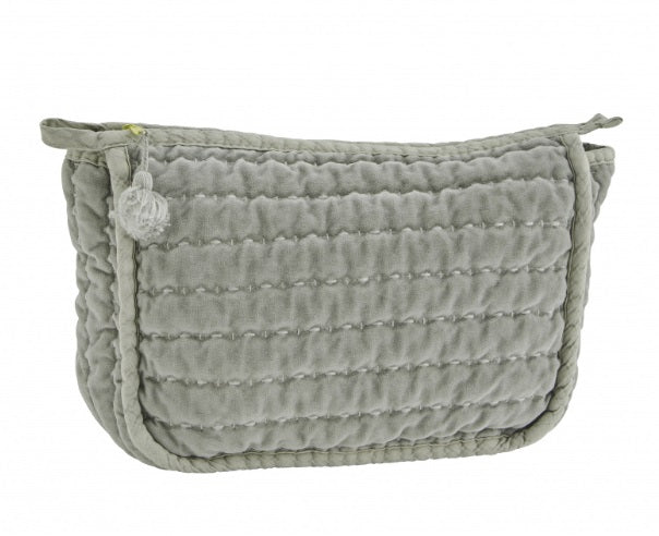 Quilted Velvet Washbag Dusty Blue / Grey