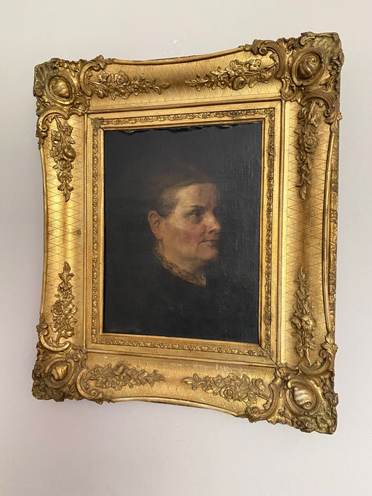 Portrait of an Old Woman - Oil on Board - Gilt Framed