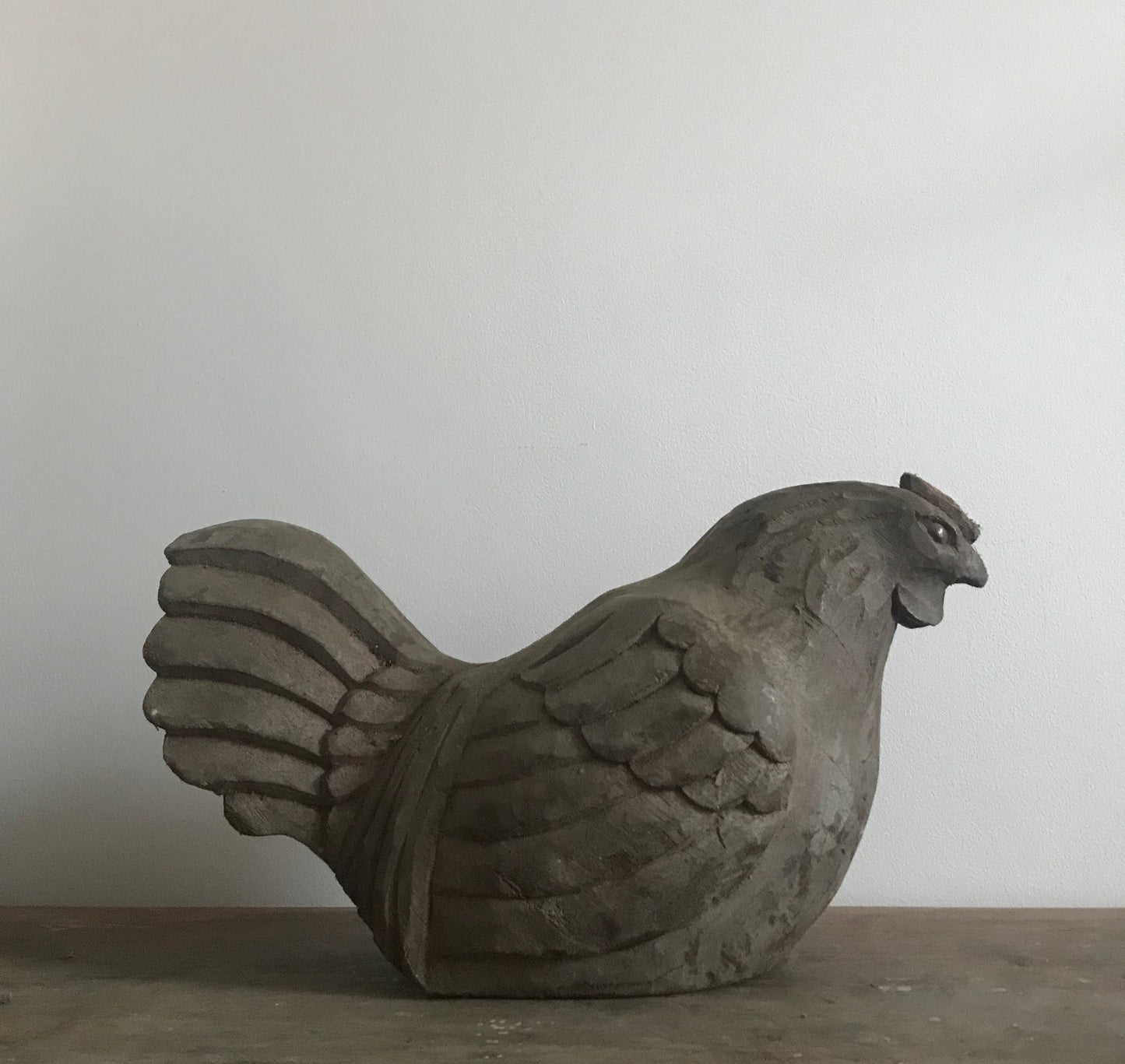 Large French Wooden Papier Mache Sitting Hen