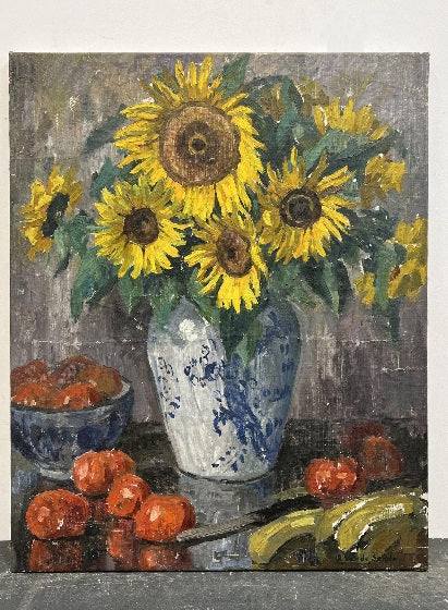 Sunflowers Bananas and Tomatoes Oil on Canvas