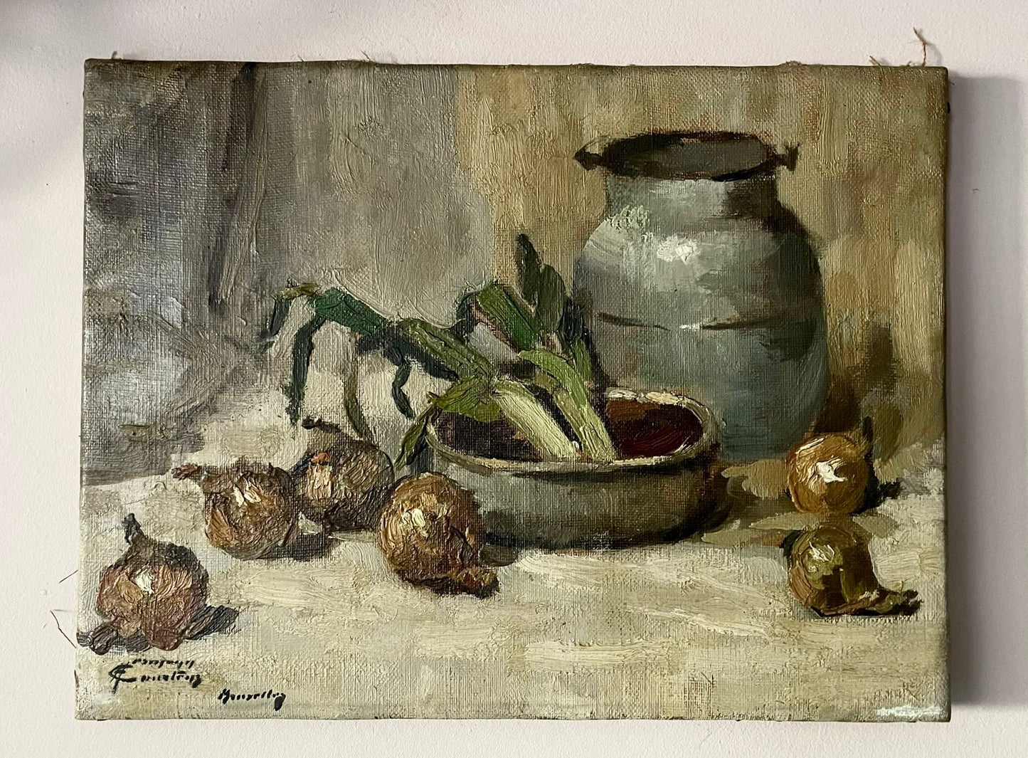 Herman Courtens Leeks and Onions Oil Painting