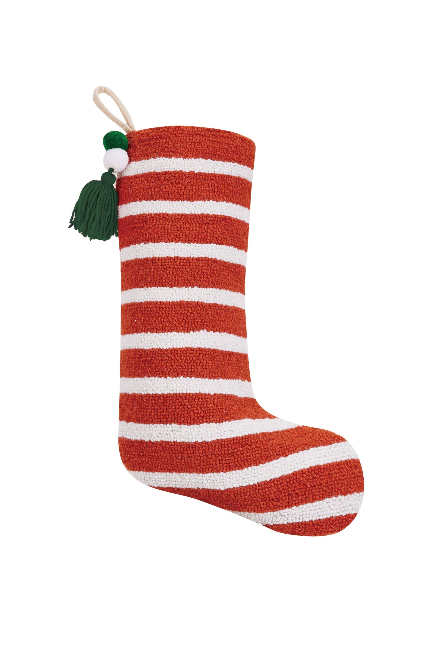 Striped Christmas Stocking With Pom Pom Tassel