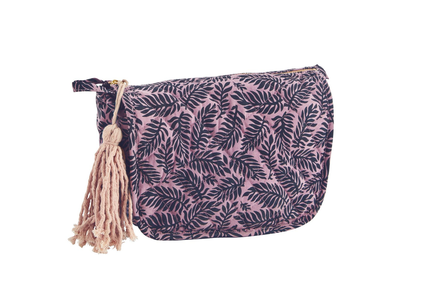 Printed Quilted Washbag with Tassel - Red Nude/Blue