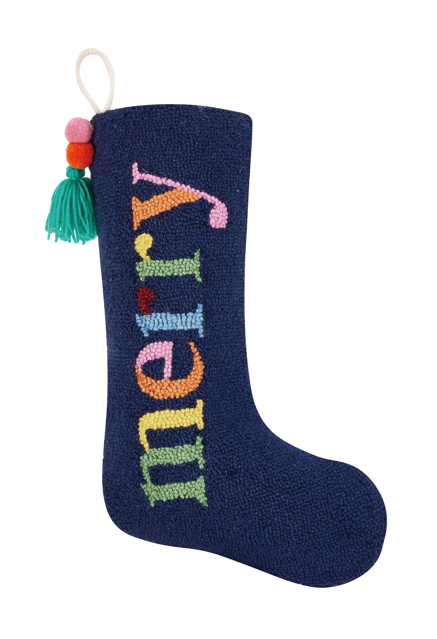 Merry Christmas Stocking With Pom Pom Tassel