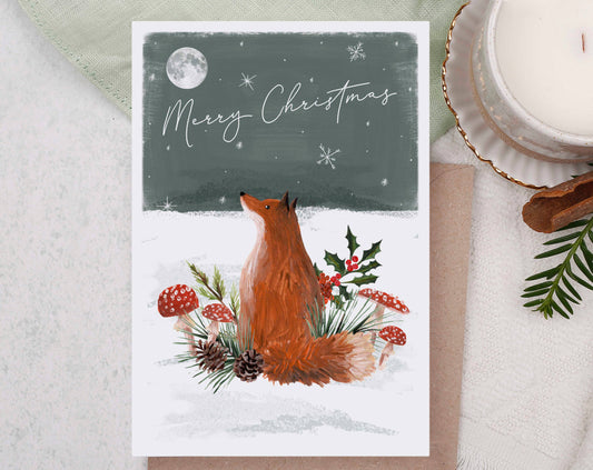 Christmas Holiday Greetings Card - A Fox in the Snow