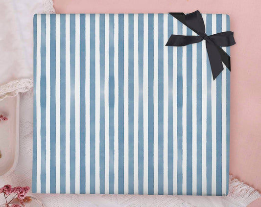 Gift Wrap - Blue Stripes Wrapping Paper Sheet