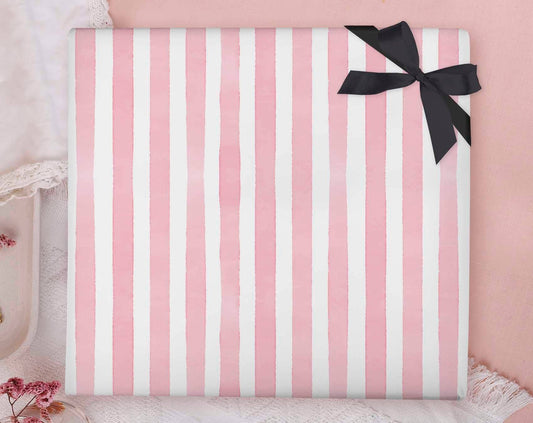Gift Wrap - Pink Stripes Wrapping Paper Sheet