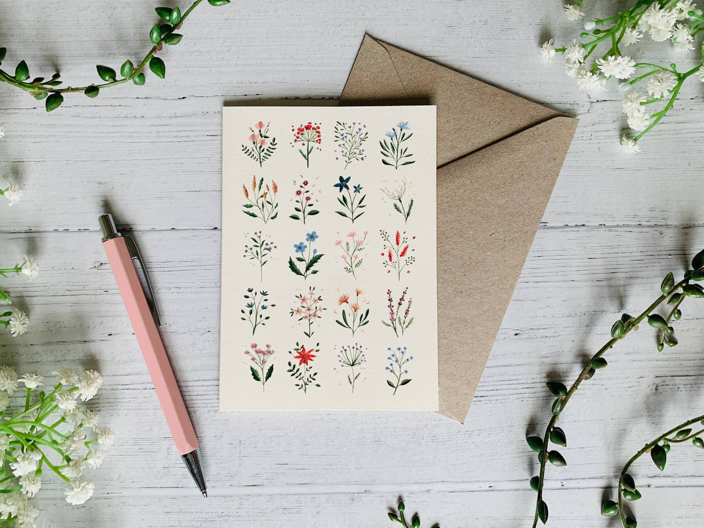 Twenty Tiny Flowers Greeting Card
