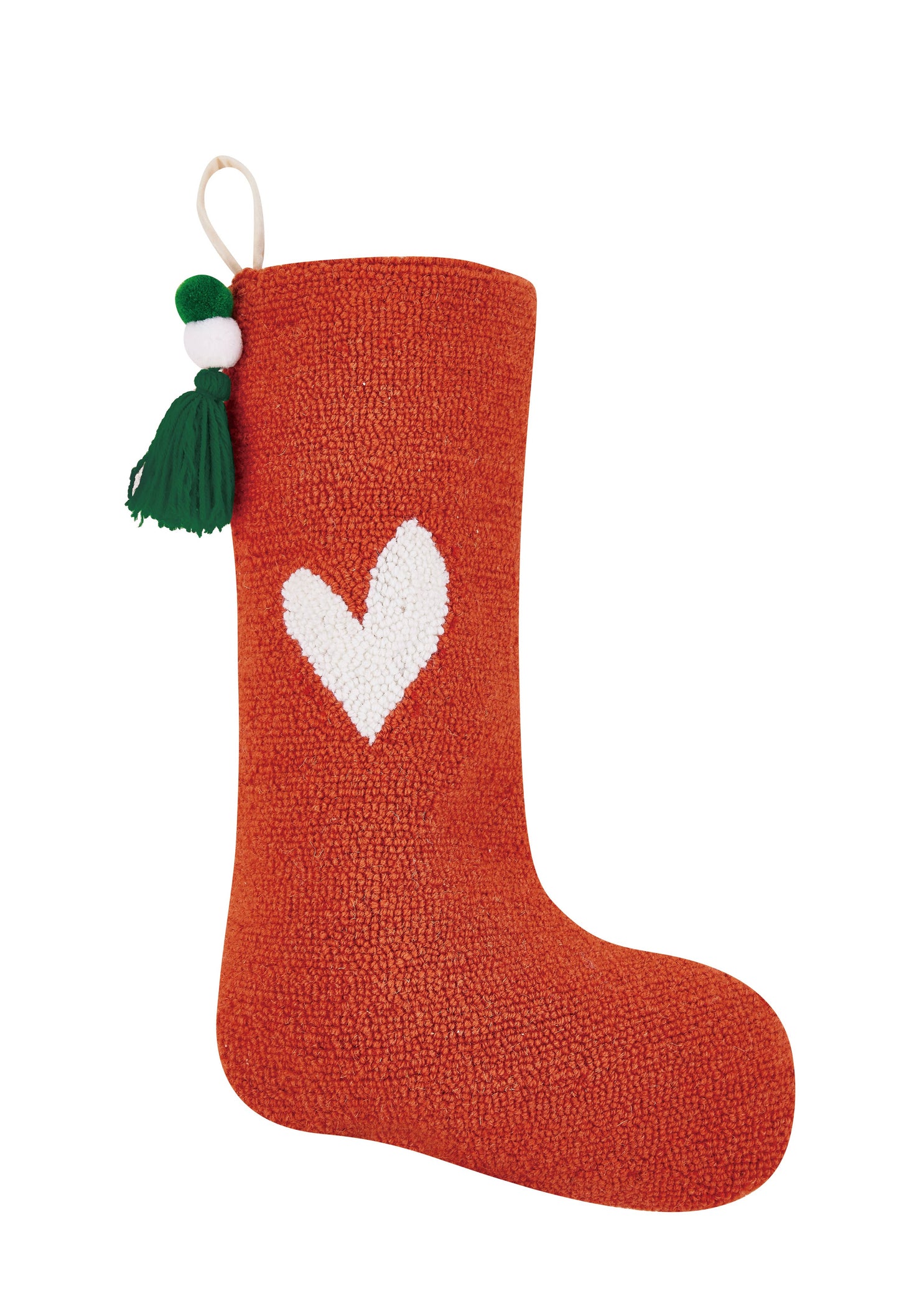 Pretty Heart Christmas Stocking With Pom Pom Tassel