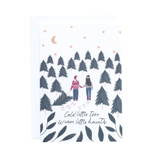 Cold Toes, Warm Hearts Christmas Greeting Card