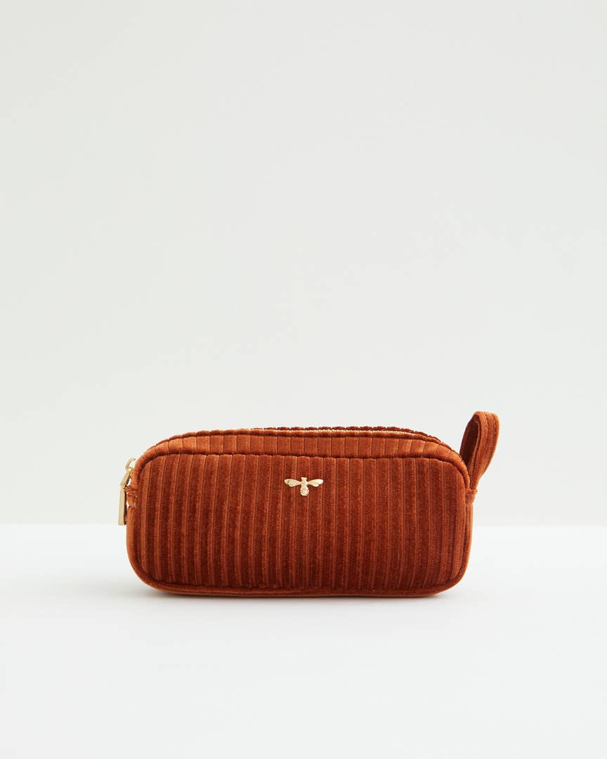 Tan Velvet Makeup Pouch