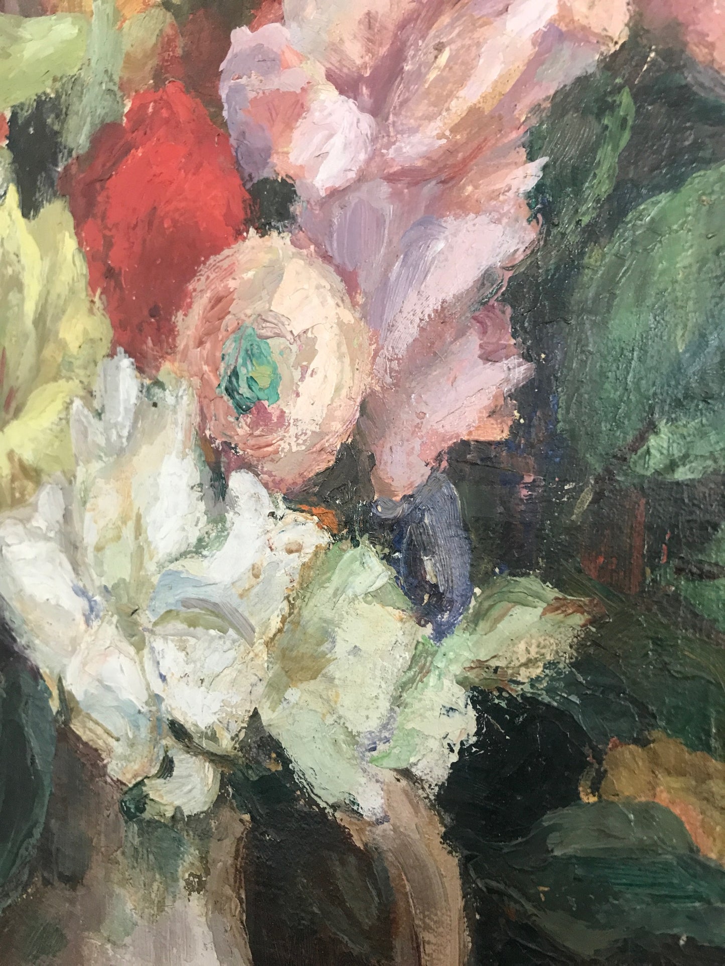 Large French Floral Oil on Canvas