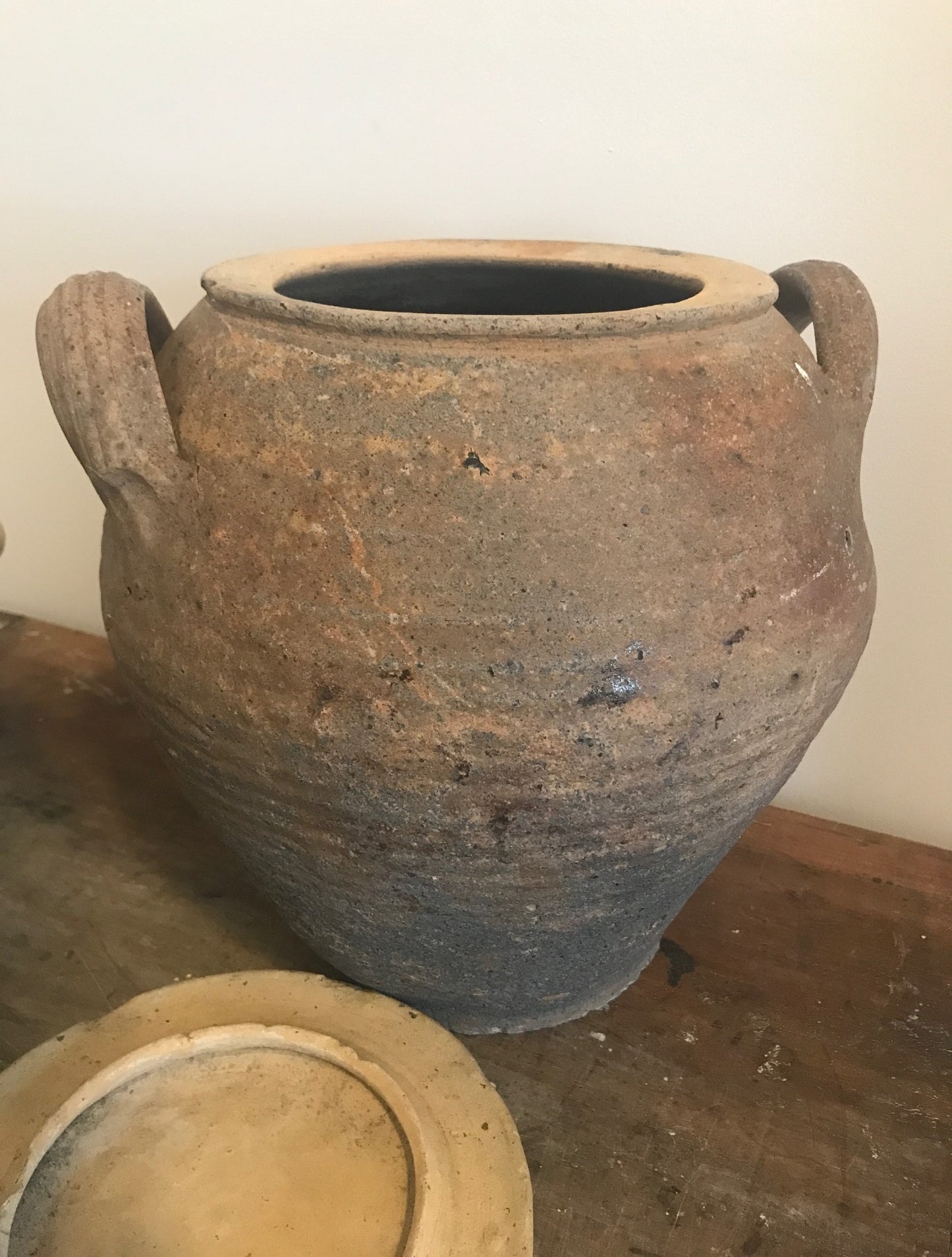 Large French Terracotta Antique Confit Pot