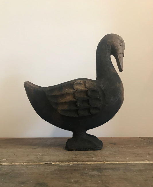 French Wooden Papier Mache Blackened Duck Mold