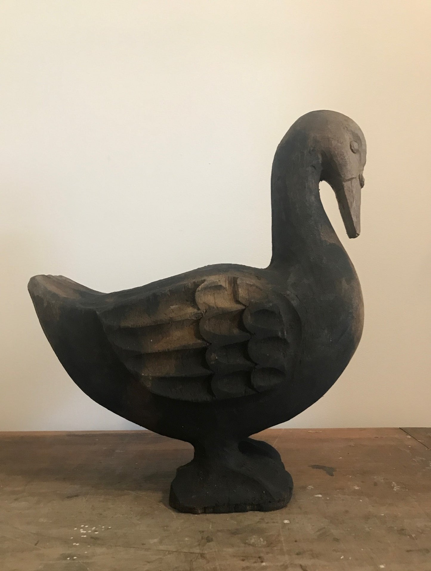 French Wooden Papier Mache Blackened Duck Mold