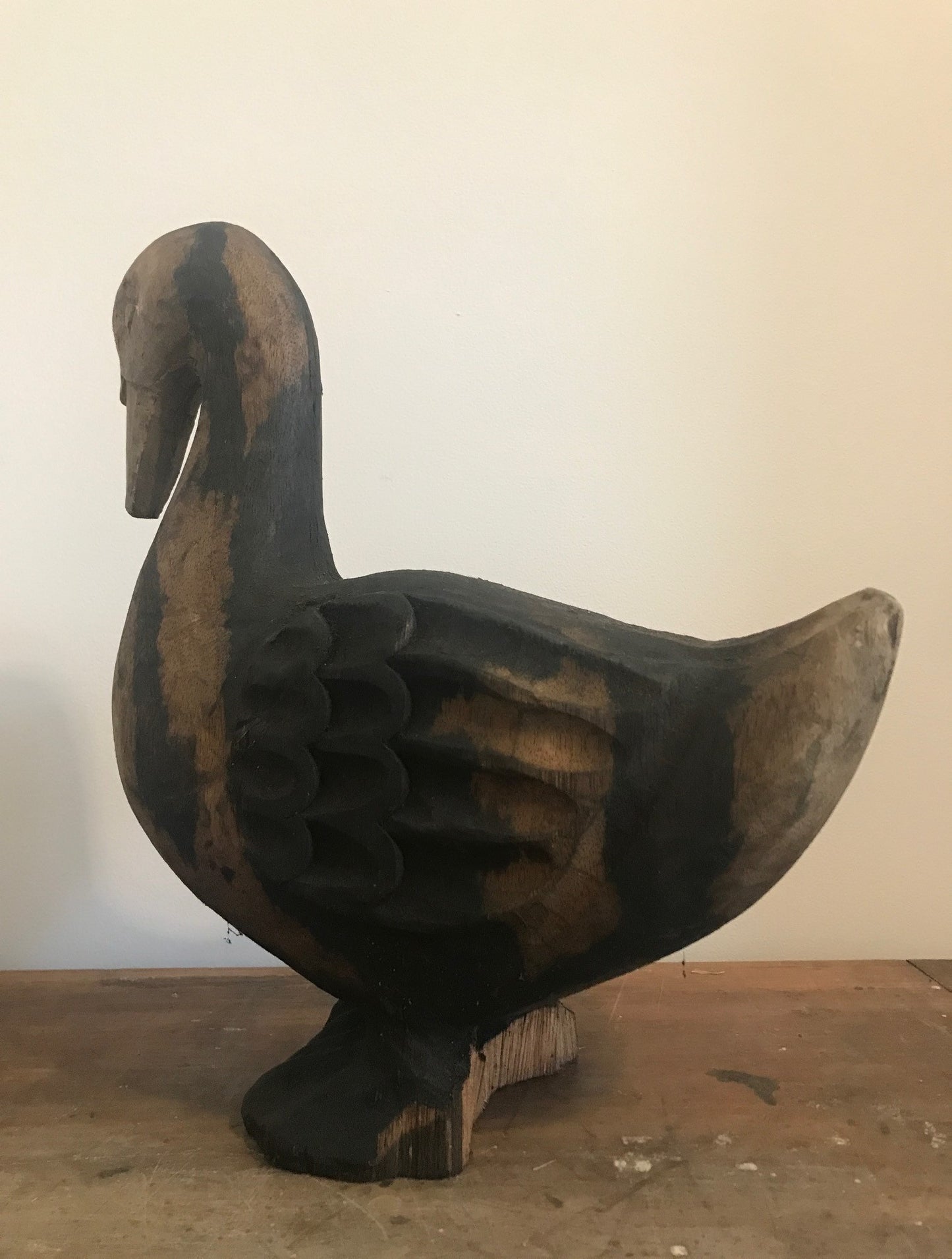 French Wooden Papier Mache Blackened Duck Mold