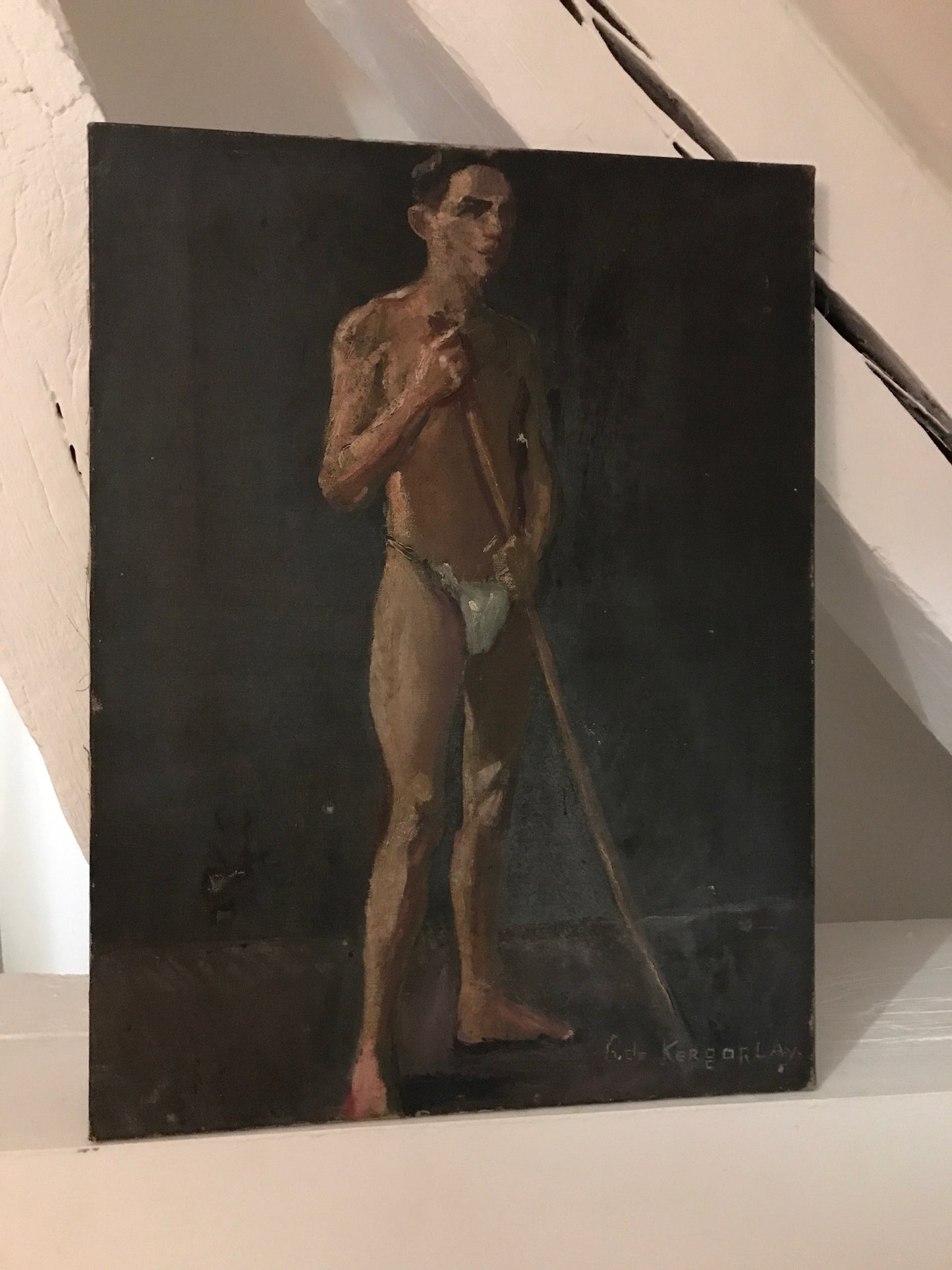 Garçon en Pantalon - French Oil on canvas