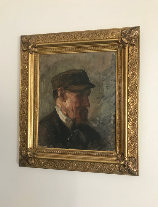 Gentleman in Cap - Oil on Canvas Framed